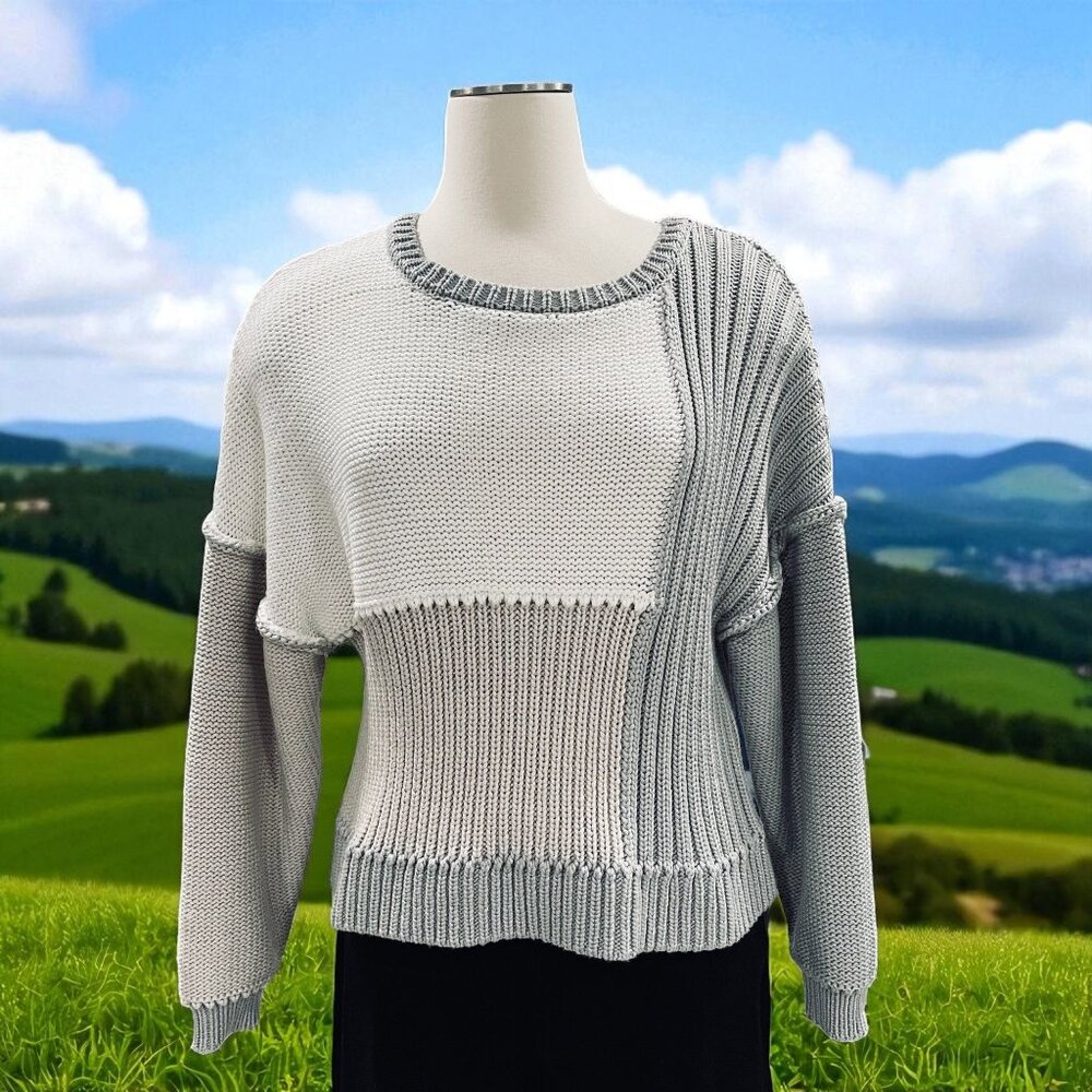 Vintage Savana Colorblock Knit Sweater Womens M Slouchy Y2K‎ Cozy Minimalist